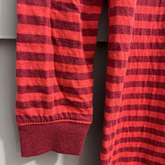 Marine Layer Pajama Women Small Red Striped One Piece Jumpsuit Henley Holiday - Picture 6 of 16